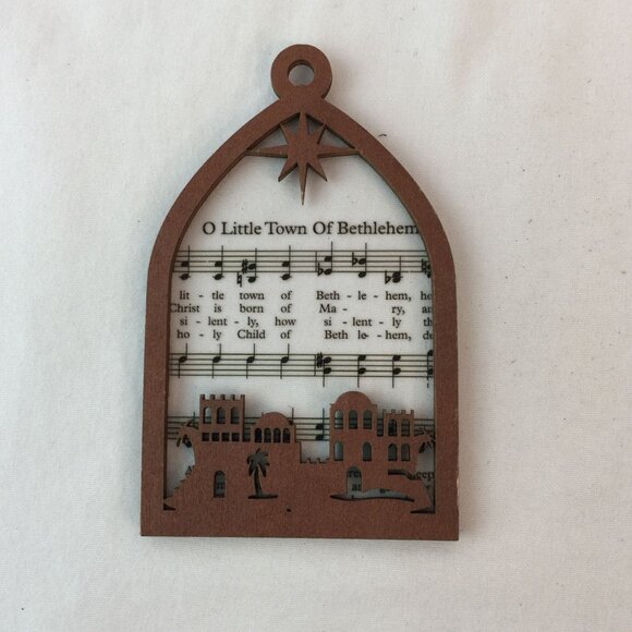 Wood Laser Cut Nativity Christmas Ornament w/Carol Music 4" Set of 6 Lot #4 - Picture 2 of 14